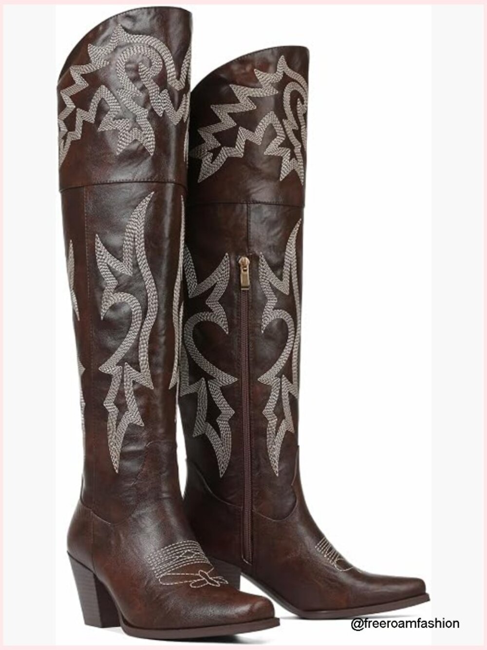 Over the Knee Boots Cowboy Boots Pointed Toe Chunky Heel Classic Western Boots - Picture 1 of 6